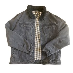 Black cotton on jean fur jacket